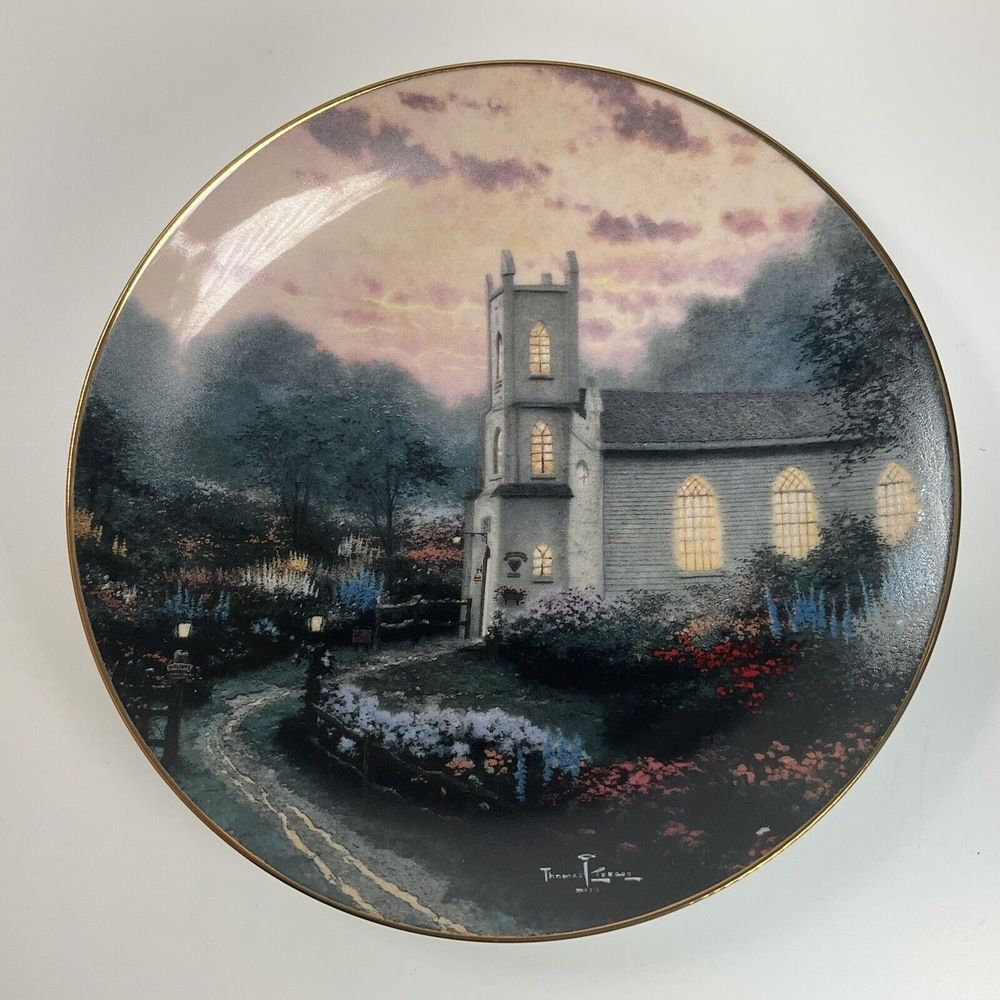 Thomas Kinkade BLOSSOM HILL CHURCH   Knowles Ltd Ed Plate 8"